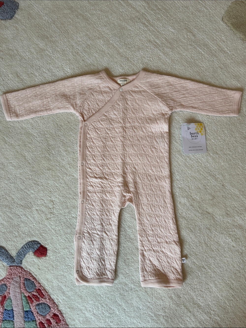 Burt's Bees Baby Organic Cotton Quilted Bee Wrap-Front Baby Jumpsuit - Picture 2 of 2